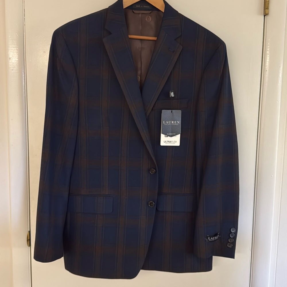 Ralph Lauren Navy/Brown Plaid Blazer